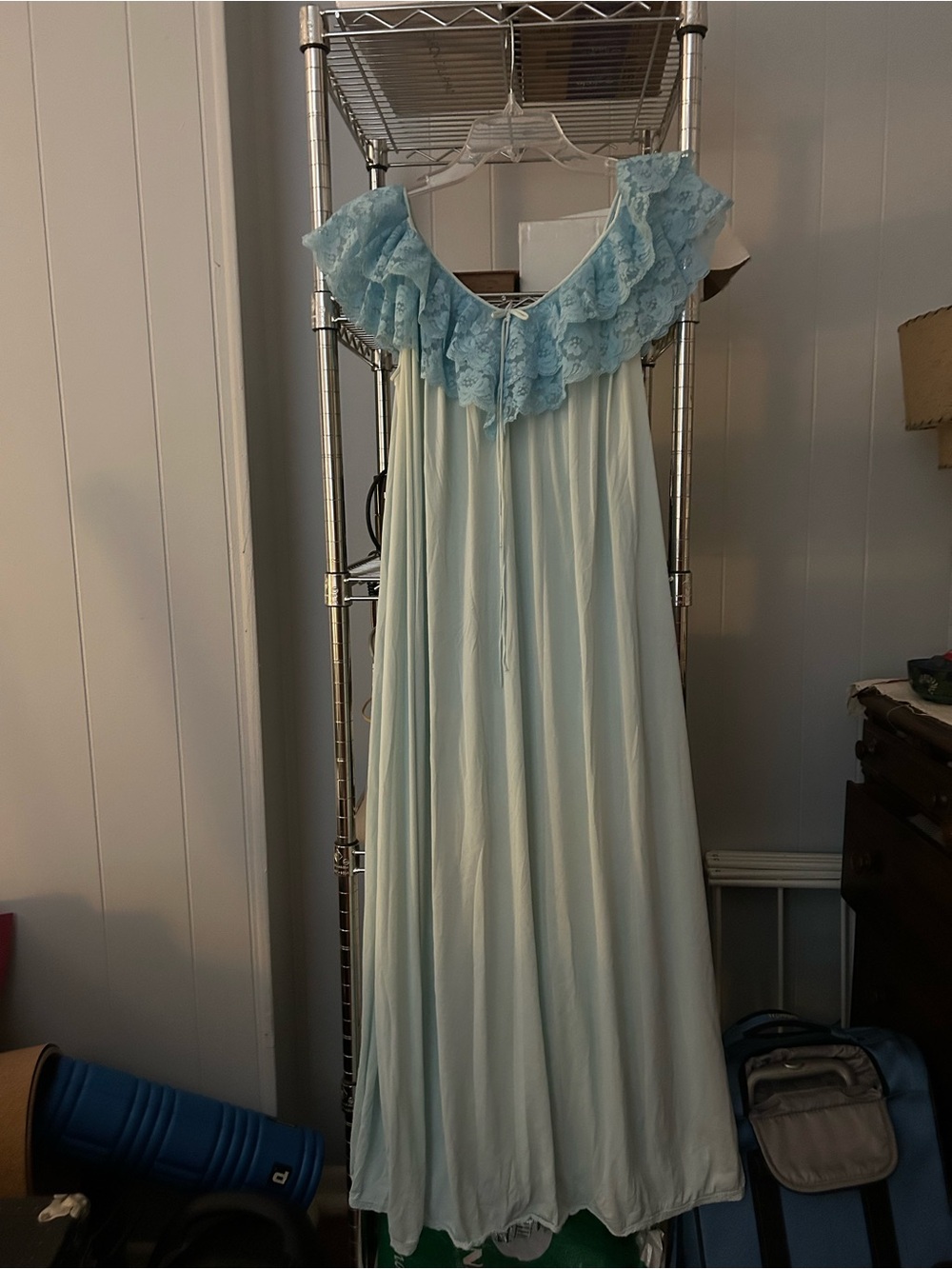 Miss Elaine Light Blue Lace Ruffled Chemise